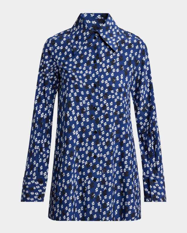 Emmeline Floral Print Silk-Blend Shirt